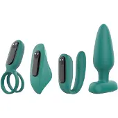Sex HD - oplaadbare, afstandsbedienbare, 4-delige vibratorenset (groen)