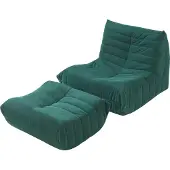 En.casa Relaxstoel Kodsø lounge fauteuil met voetenbank groen []