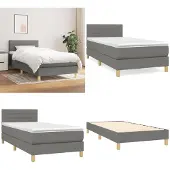 vidaXL Boxspring met matras stof donkergrijs 100x200 cm