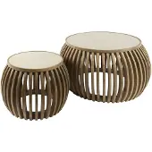 AnLi Style Salontafel set/2 curve Nuovo travertin (Naturel, 75x40x75 diameter: 75cm)
