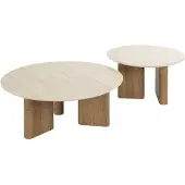 AnLi Style Salontafel set/2 Romano rond (Beige, 76x30x76 diameter: 76cm)