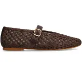 Manfield Bruine raffia ballerina's | Maat 40