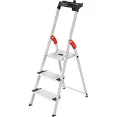 Hailo Trapladder L80, EN 131, met multifunctionele schaal en XXL-treden, tot 150 kg, 3 treden