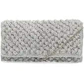 Manfield Zilveren clutch met gebreide details | Maat Onesize