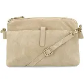 Manfield Beige suède schoudertas | Maat Onesize