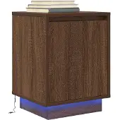 vidaXL Nachtkastje met LED-verlichting 38x34x50 cm bruin eiken
