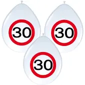 Folat 24x stuks Ballonnen 30 jaar verkeersbord versiering - Ballonnen