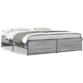 vidaXL Bedframe bewerkt hout metaal grijs sonoma eiken 180x200 cm