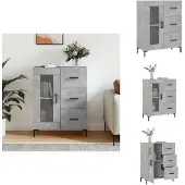 vidaXL Dressoir - Dressoirs - Opbergkast - Wandkast - Dressoir 69,5x34x90 cm bewerkt hout betongrijs