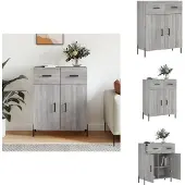 vidaXL Dressoir 69,5x34x90 cm bewerkt hout grijs sonoma eikenkleurig