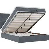 vidaXL Ottoman bed met matrassen 140x200cm fluweel donkergrijs