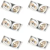 QAZQA Set van 6 inbouwspots wit GU10 AR111 trimless 2-lichts - Oneon