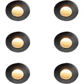 QAZQA Set van 6 moderne inbouwspots zwart IP44 - Gap