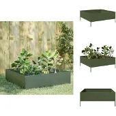 vidaXL Plantenbak verhoogd 100x100x41 cm staal olijfgroen