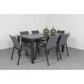 Van der Garde Tuinmeubelen Lima/Alma 6-persoons stapelbare tuinset 160x90 cm. - Antraciet