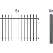 Alberts Metalen hek Chaussee Hoogte: 100 en 120 cm, totale lengte: 10 m, voor plaatsing in beton (set, 12 stuks)