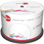 Primeon DVD+R, bedrukbaar, tot 16-voudig, 4,7 GB/120 min, spindel met 50 stuks