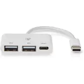 Nedis Usb-hub Fresh Green Box 1x Usb-c - 1x Usb-c / 2x Usb 2.0 A Vrouwelijk Wit