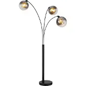 Globo Zwarte vloerlamp Newcastle bol smoke glas 3-lichts