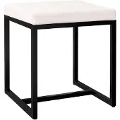 CLP Barci kruk met bekleding en zwart ijzeren frame Kunstleer/creme