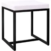 CLP Barci kruk met bekleding en zwart ijzeren frame Kunstleer/wit
