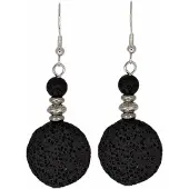 Charme Bijoux Oorbellen-Zilver-zwart- lava- Gwen -