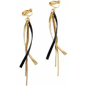 Charme Bijoux Klem oorhangers - goudkleurig - zwart