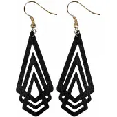Charme Bijoux Zilveren oorhangers- Hout-Zwart-Toronto -