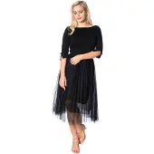 Banned Retro Midirok - Sophia Stud Net Skirt - S-M - voor Vrouwen - zwart - Maat S-M