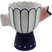 House Vitamin Vase fish- dolomite -blue/white/pink -21x13.5x18cm