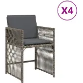 vidaXL Tuinstoelen 4 st met kussens poly rattan grijs