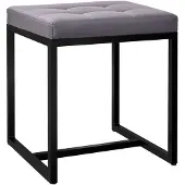 CLP Barci kruk met bekleding en zwart ijzeren frame Kunstleer/grijs