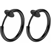Charme Bijoux Oorringen- Geen gaatje- Zwart- 16 mm