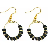 Charme Bijoux Lange Oorbellen-Zwart-Goudkleurig-Oorringen-Zilver -