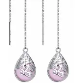 Charme Bijoux Lange oorbellen- Juliette -roze- zilver- doorsteek-