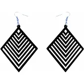 Charme Bijoux Zilveren houten oorhangers zwart wieber -