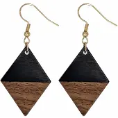 Charme Bijoux Oorbellen-Manon-Hout-Goudkleurig-Lang-Zwart-Bruin-Zilver -