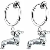 Charme Bijoux Klem oorbellen- Teckel-hond- zilverkleur-geen gaatje-
