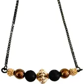 Charme Bijoux Ketting- Sita -zwart- lavasteen -