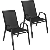 Springos Tuinstoelen | Tuinstoelen | Aluminium | Textileen | 2 Stuks | Zwart | 120 Kg