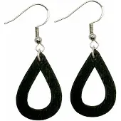 Charme Bijoux Oorbellen- Hout- zwart- Zilver Fleron -
