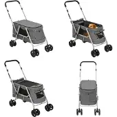 vidaXL Hondenwagen inklapbaar 100x49x96 cm linnenstof grijs