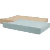 Jollein Aankleedkussenhoes Badstof 50x70cm - Zachte Hoes Baby Aankleedkussen - Sea Green/Biscuit - 2 Stuks