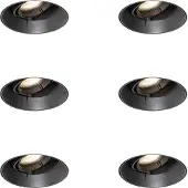 QAZQA Set van 6 moderne inbouwspots zwart GU10 rond trimless - Oneon