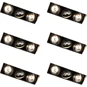 QAZQA Set van 6 inbouwspots zwart GU10 AR70 Trimless 3-lichts - Oneon