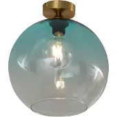 QAZQA Art Deco plafondlamp messing met blauw glas - Sandra