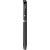 Parker IM Monochrome vulpen | blauwe inkt | gunmetal afwerking en details | medium punt | met Geschenkdoos