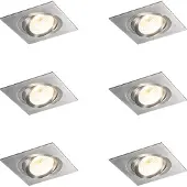 QAZQA Set van 6 inbouwspots staal kantelbaar - Lock 1