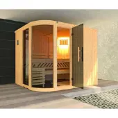 Weka Elementsauna Sara, model 2, inclusief 9 kW oven en digitale bediening, met raam en deur van volledig glas in grafietkleur