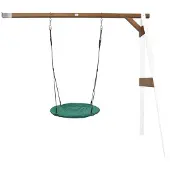 Axi Nestschommel Summer met frame van hout in wit & bruin | Schommel met muurbevestiging voor kinderen met nest schommelzitje | Schommelset enkel aan muur voor tuin / buiten